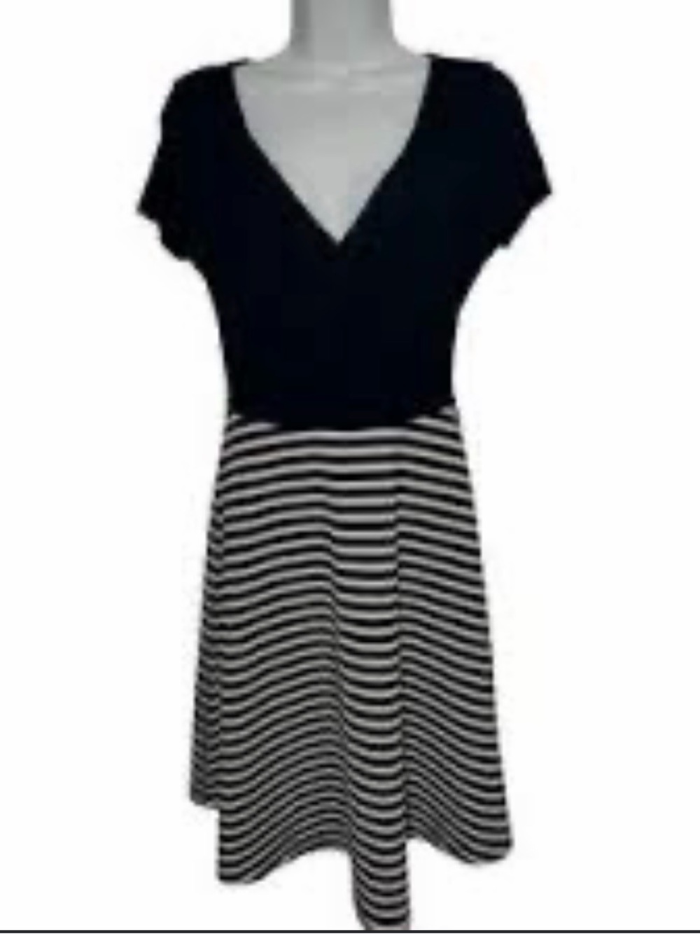 Gilli Faux Wrap Striped 2-fer Fit & Flare Dress - Size Large